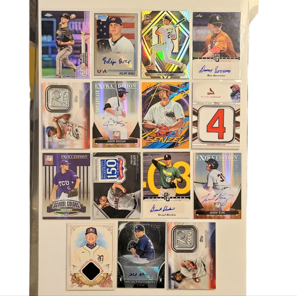 Lot of 15 different MLB Autographed/Serial Numbered/Jersey Relics Baseball Cards